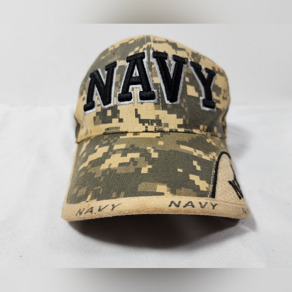 United States Navy Triple Logo Adult Hat Cap Adjustable Hook & Loop Digital Camo